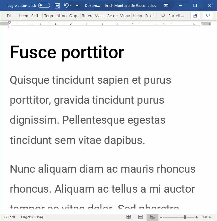 Screenshot of Word showing correct contrast between text and background